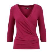 Effen V-hals Trui met Zijdelingse Drapering Ralph Lauren , Purple , Da...