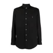 Geborduurd Logo Jersey Katoenen Shirt Ralph Lauren , Black , Heren