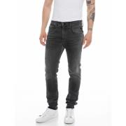 Slim Fit Donkerzwarte Wassing Jeans Replay , Gray , Heren