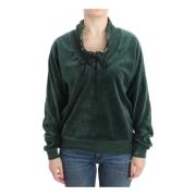 Green velvet cotton sweater Roberto Cavalli , Green , Dames