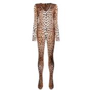 Elegant Jaguar Print Jumpsuit Roberto Cavalli , Beige , Dames