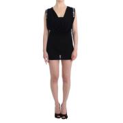 Verfraaide jersey mini schede korte jurk Roccobarocco , Black , Dames