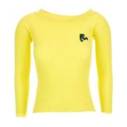 Ronde hals gekweek Rochas , Yellow , Dames