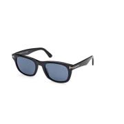 Glanzend zwarte zonnebril met blauwe gepolariseerde lenzen Tom Ford , ...