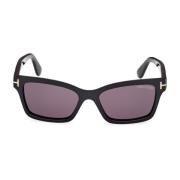 Squadrata Nero Lucido Zonnebril Tom Ford , Black , Dames