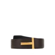 Stijlvol donkerbruin leren Riem Tom Ford , Brown , Heren