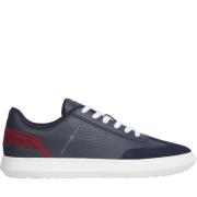 Blauwe Leren Sneakers voor Mannen Tommy Hilfiger , Blue , Heren