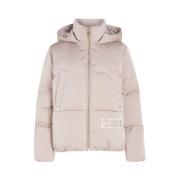 Oversized Satijnen Pufferjas Tommy Hilfiger , Beige , Dames