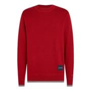 Rode Katoenmix Crewneck Trui Tommy Hilfiger , Red , Heren