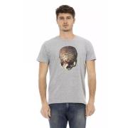 Grijze Katoenen T-shirt met Voorkant Print Trussardi , Gray , Heren