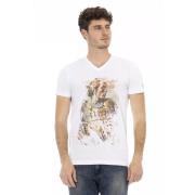 Action Wit V-Hals T-Shirt Trussardi , White , Heren