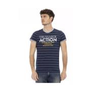 Action Blue Ronde Hals T-Shirt Trussardi , Blue , Heren