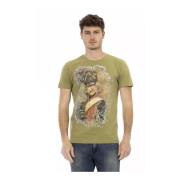 Groen Katoenen Ronde Hals T-Shirt Trussardi , Green , Heren