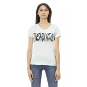 Action Lichtblauw Katoenen V-Hals T-Shirt Trussardi , White , Dames