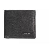 Geperste leren portemonnee voor heren Trussardi , Black , Heren