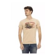 Beige Katoenen T-Shirt met Voorkant Print Trussardi , Beige , Heren