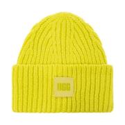 Beanie with logo patch UGG , Yellow , Dames