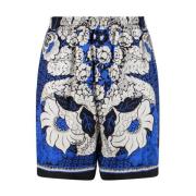 Zijden Multicolor Bermuda Shorts Valentino , Blue , Heren