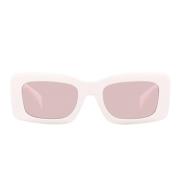 Rechthoekige zonnebril met roze lens en wit montuur Versace , White , ...