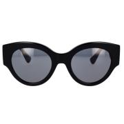 Zonnebril met ronde vorm, donkergrijze lens en zwart montuur Versace ,...