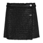 Zwarte Vichy Rok met Lurex Tweed Stof Versace , Black , Dames