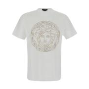 Studded Medusa Logo T-shirt Versace , White , Heren