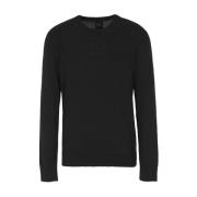 Zwarte Sweaters met Opvallend Logo Armani Exchange , Black , Heren