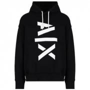 Zwarte hoodie met verticale witte AX-print Armani Exchange , Black , H...