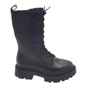 Veter Militaire Leren Laarzen ASH , Black , Dames