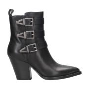 Zwarte gesp laarzen met puntige neuzen ASH , Black , Dames