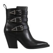 Edwin Leren Enkellaarzen ASH , Black , Dames