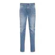 Slim-fit denim jeans met metalen details Balmain , Blue , Heren