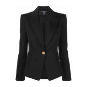 Klassieke Zwarte Wollen Blazer Balmain , Black , Dames