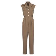 Korte mouw wollen jumpsuit Balmain , Brown , Dames