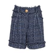 Tweed High-Waisted Shorts Balmain , Blue , Dames