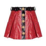 Pleated patent leather skirt Balmain , Red , Dames