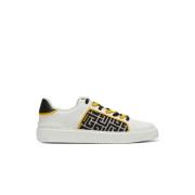 B-Court monogrammed jacquard and leather trainers Balmain , White , He...
