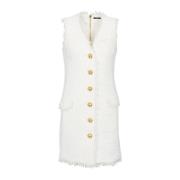 Sleeveless tweed dress Balmain , White , Dames