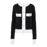 Gebreide cardigan met textuur Balmain , Black , Dames