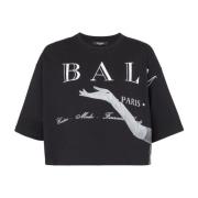Crop T-shirt met Jolie Madame print Balmain , Black , Dames