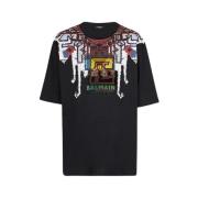 Zwart Katoenen Oversized T-Shirt Balmain , Multicolor , Heren