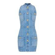 Short denim dress Balmain , Blue , Dames