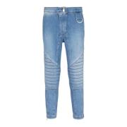 Geribbelde katoenen slim-fit jeans Balmain , Blue , Heren