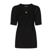 Zwart T-shirt met bh-details en korte mouwen Dolce & Gabbana , Black ,...