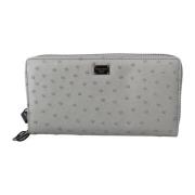 Witte Struisvogel Leren Heren Clutch Portemonnee Dolce & Gabbana , Gra...