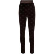 Bruine katoenen leggings met hoge taille Dolce & Gabbana , Brown , Dam...