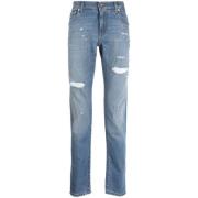 Gewassen zwarte skinny stretch jeans Dolce & Gabbana , Blue , Heren