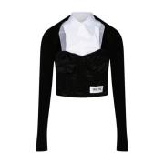 Zwarte katoenen bustier shirt Dolce & Gabbana , Black , Dames