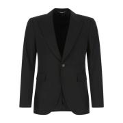 Zwarte stretch polyester blazer Dolce & Gabbana , Black , Heren