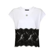 Cloud White Lace Trim T-Shirt Dolce & Gabbana , White , Dames